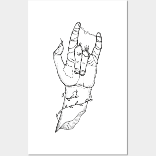 Ancient I Love You Hand in Black and White Posters and Art